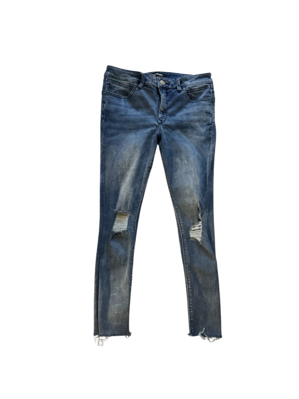 Express Women’s Distressed Ankle Skinny Jeans - Blue